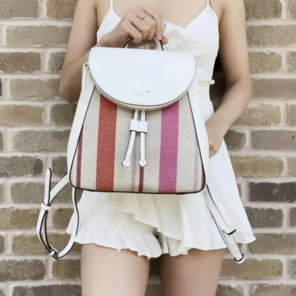 Nwot Kate Spade Leila Stripe Canvas Backpack